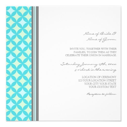 Wedding Invitations Grey Teal Mint Pattern