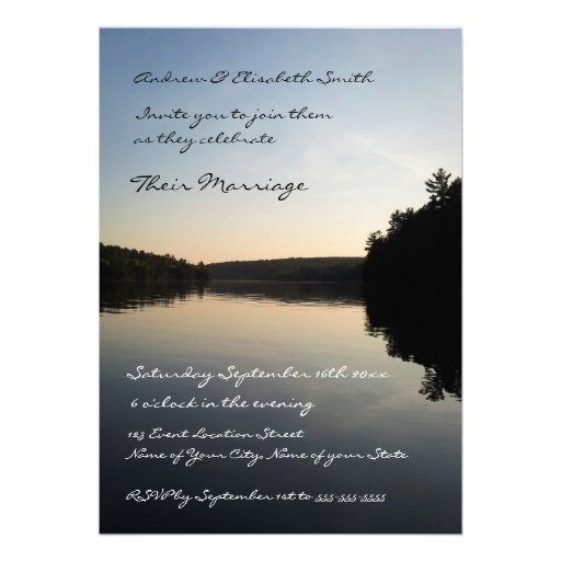 Wedding Invitations Lake at Sunset