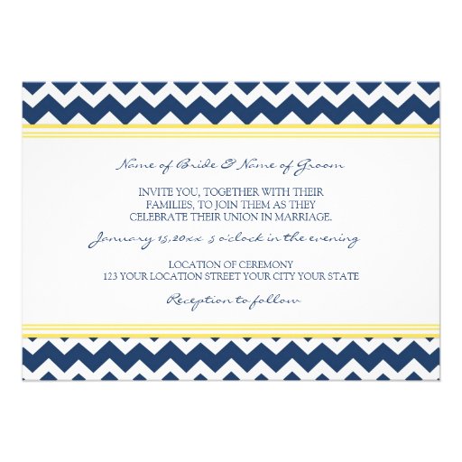 Wedding Invitations Lemon Blue Chevron