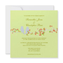 Wedding Invitations, love birds colorful blossoms by custom_stationery Wedding Invitations, love birds colorful blossoms
