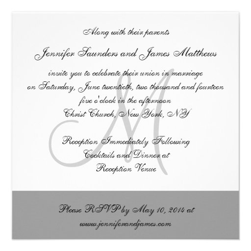 Wedding Invitations Monogram Saying Black Grey