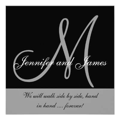 Wedding Invitations Monogram Saying Black White