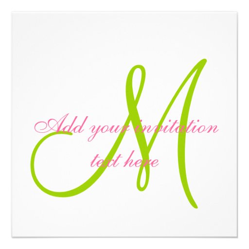 Wedding Invitations Monograms Zebra Pink Green