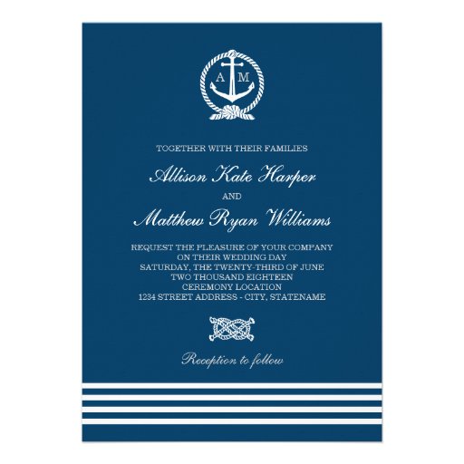Wedding Invitations | Nautical Stripes Theme (front side)