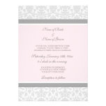 Wedding Invitations Pink Gray White Damask