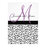 Wedding Invitations Purple Monogram Names Damask