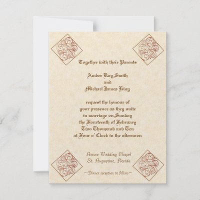 Wedding invitations two side print diamond corners by Gigglesandgrins