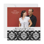 Wedding Invitations with Engagement Photo Damask