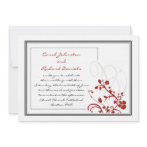 Wedding Invitations with Red Floral Swirls