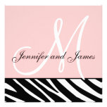 Wedding Invitations Zebra Monogram Names Pink