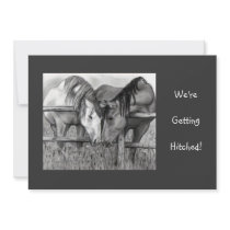 WEDDING INVITE: HORSES, Western: PENCIL