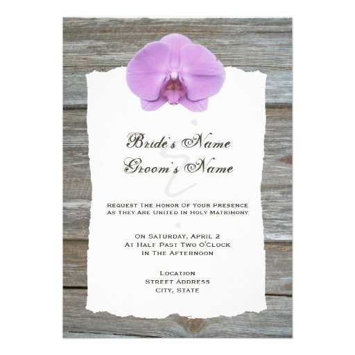 Wedding Invite Purple Orchid & Barnwood