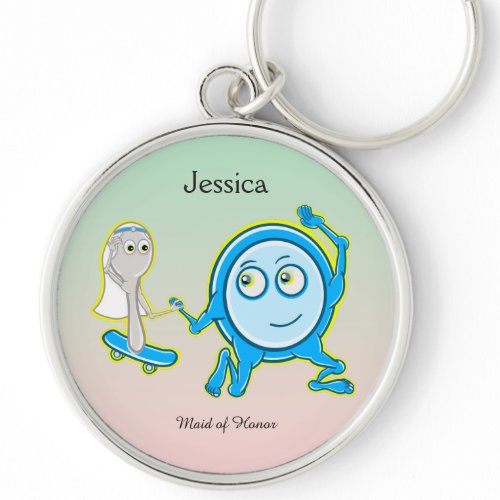 Wedding Keepsake Dish Ran Away With The Spoon Silver-Colored Round Keychain