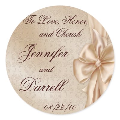 Wedding Lace and Bow Round Stickers