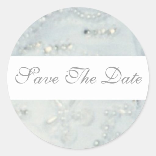 Wedding Lace & Pearls Save The Date Sticker