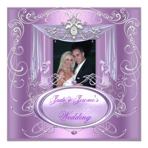 Wedding Lilac Purple Pink Silver Ornate Elegant Custom Announcement