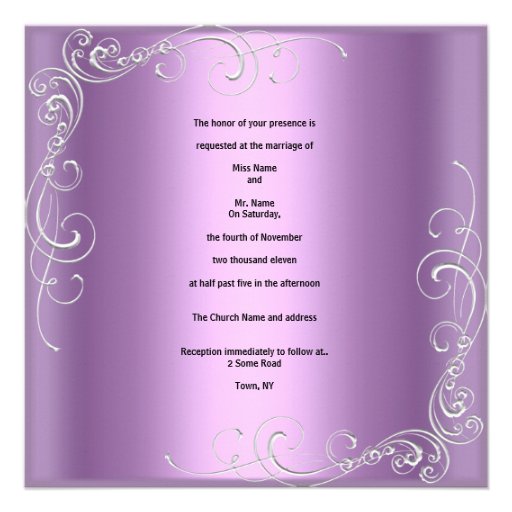 Wedding Lilac Purple Pink Silver Ornate Elegant Custom Announcement