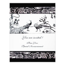 WEDDING LOVE BIRDS ,black and white Custom Invitations