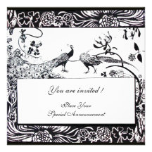 WEDDING LOVE BIRDS ,black and white Personalized Invitations