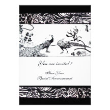 WEDDING LOVE BIRDS ,black and white Custom Announcements