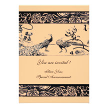 WEDDING LOVE BIRDS ,black and white pink Custom Announcement