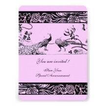 WEDDING LOVE BIRDS ,black and white pink Custom Announcement