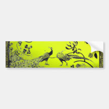 WEDDING LOVE BIRDS  black and white yellow Bumper Stickers