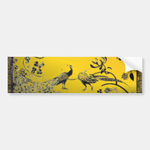 WEDDING LOVE BIRDS  black and white yellow Bumper Sticker