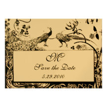 WEDDING LOVE BIRDS MONOGRAM,black,gold metallic Invite