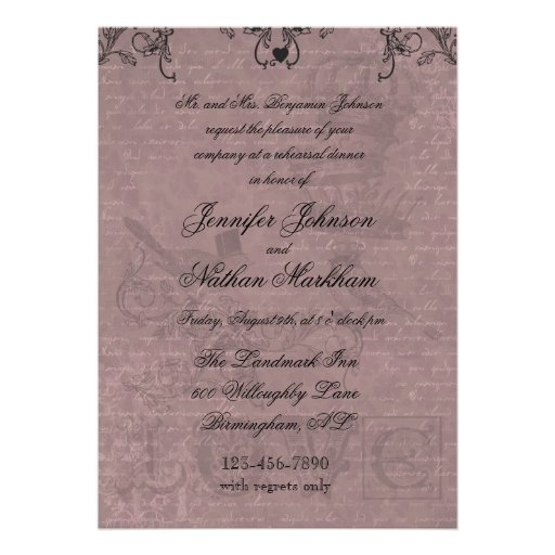 Wedding Love Birds Rehearsal Dinner Invitation