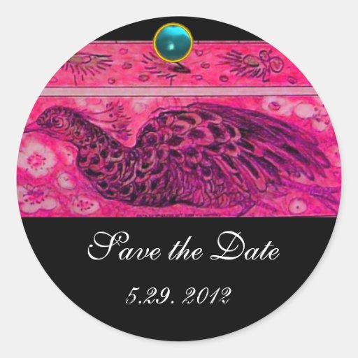 WEDDING LOVE PEACOCK pink black blue aquamarine Sticker