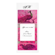 WEDDING LOVE PEACOCKS MONOGRAM pink fuchsia white Personalized Announcements