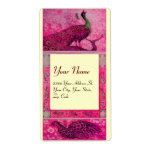 WEDDING LOVE PEACOCKS ,red fuchsia pink cream Shipping Label