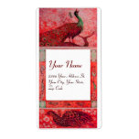 WEDDING LOVE PEACOCKS ,red  white Custom Shipping Label