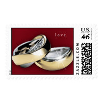 Wedding Love Postage Stamp Jewelry Rings Red