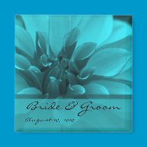 Wedding Magnet - Dahlia in teal magnets