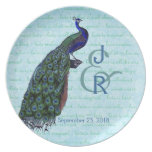 Wedding Memento with Blue and Green Peacock Plate