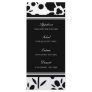 Wedding Menu Black and White Floral Custom Rack Cards