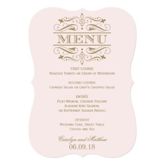 Wedding Menu Card | Antique Gold Flourish 5" X 7" Invitation Card
