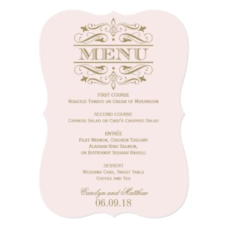 Wedding Menu Card | Antique Gold Flourish 5" X 7" Invitation Card