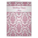 Wedding Menu card -  Damask dark pink