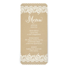 Wedding Menu Card | Lace and Kraft