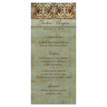 Wedding Menu Cards Damask Brown Green Vintage Rack Card