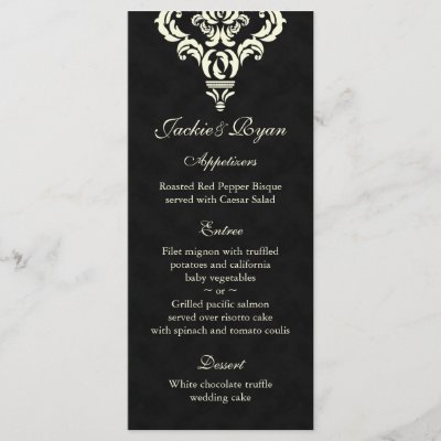Wedding Menu Cards Formal Black Cream Suede Rack Cards by WeddingShop88