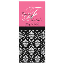 Wedding Menu Cards Hot Pink Monogram Damask Announcements