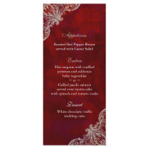 Wedding Menu Cards Red Rose Garden V2 Custom Rack Card