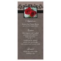 Wedding Menu Cards Red Roses Heart Full Color Rack Card