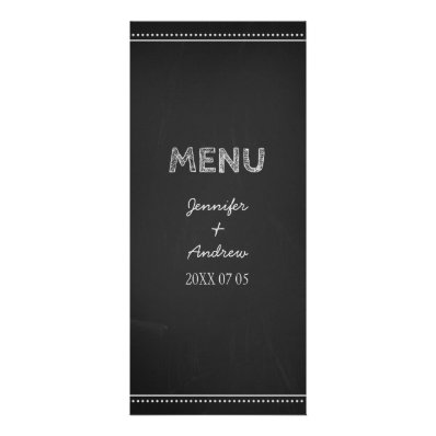 Wedding Menu Chalkboard Rack Card Design