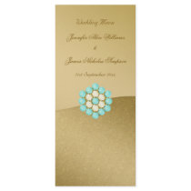 Wedding Menu in Shaded Gold, Pearls & Turquoise Rack Card Design