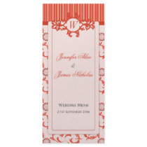 Wedding Menu in Tangerine Tango Stripes & Pattern Rack Card